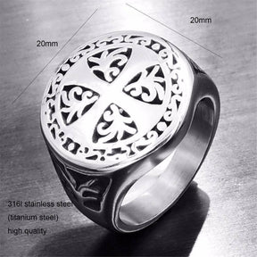 Knights Templar Commandery Ring - Cross Silver Seal