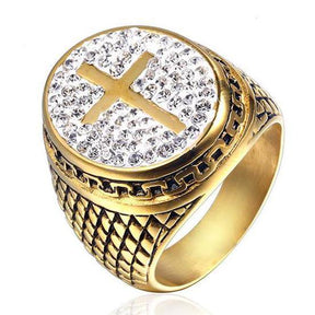 Knights Templar Commandery Ring - Cross Zirconia Signet Oval