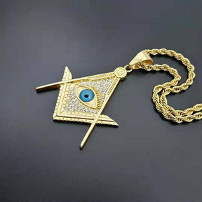 Master Mason Blue Lodge Necklace - Gold Stainless Steel