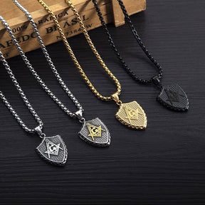 Master Mason Blue Lodge Necklace - Multiple Colors Shield