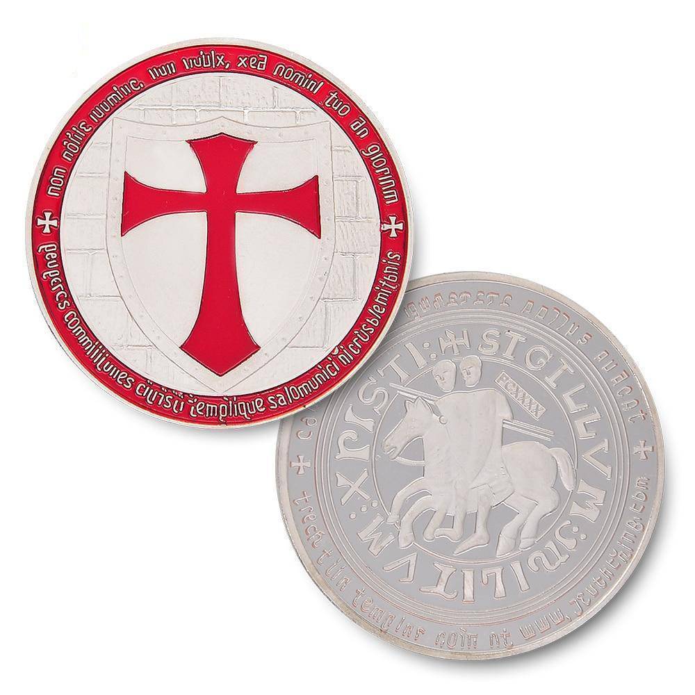 Knights Templar Commandery Coin - Wide Cross Shield Red