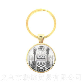 Master Mason Blue Lodge Keychain - 25mm Zinc Alloy