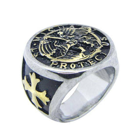 Knights Templar Commandery Ring - Saint Michael Protect Us Different Color