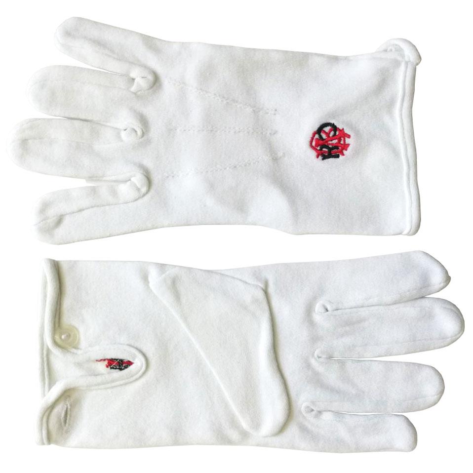R.A.O.B. Gloves - White Cotton with Red & Black - Bricks Masons