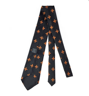 Red Cross of Constantine Necktie - Black Machine Embroidered - Bricks Masons