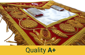 Royal Arch Chapter Apron - Red Triple Tau Insignia with Gold Fringe - Bricks Masons