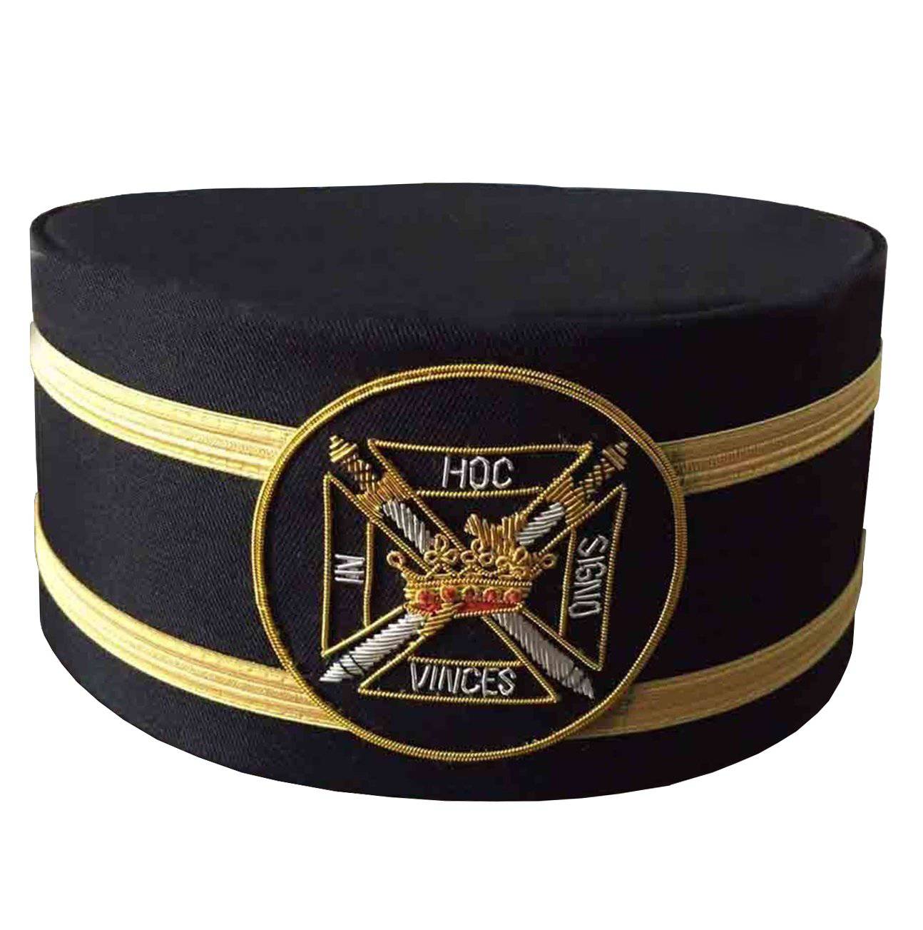 Knights Templar Commandery Crown Cap - Black Hand Embroidery