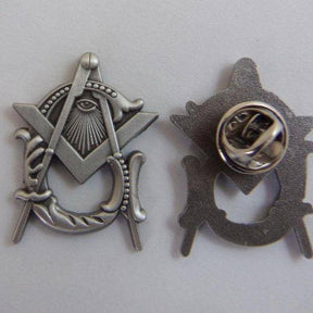 Master Mason Blue Lodge Lapel Pin - Antique Silver Square and Compass G