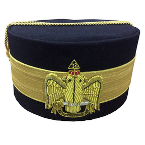 32nd Degree Scottish Rite Crown Cap - Wings Down Black Hand Embroidered