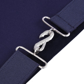 Senior Deacon Blue Lodge California Officer Apron - Navy Velvet With Silver Embroidery Thread - Bricks Masons