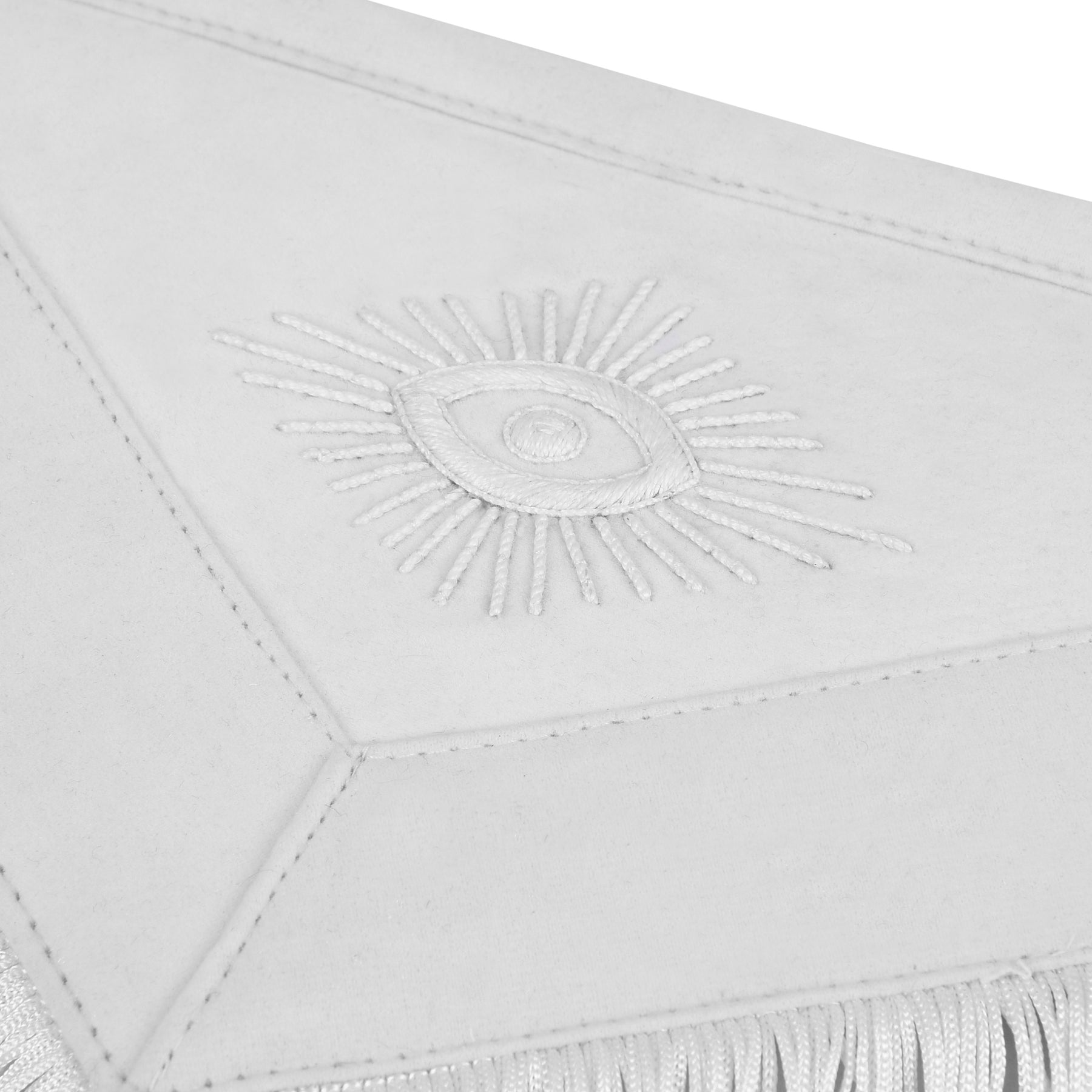 Senior Warden Blue Lodge Officer Apron - Hand Embroidery With White Fringe & Side Tabs - Bricks Masons