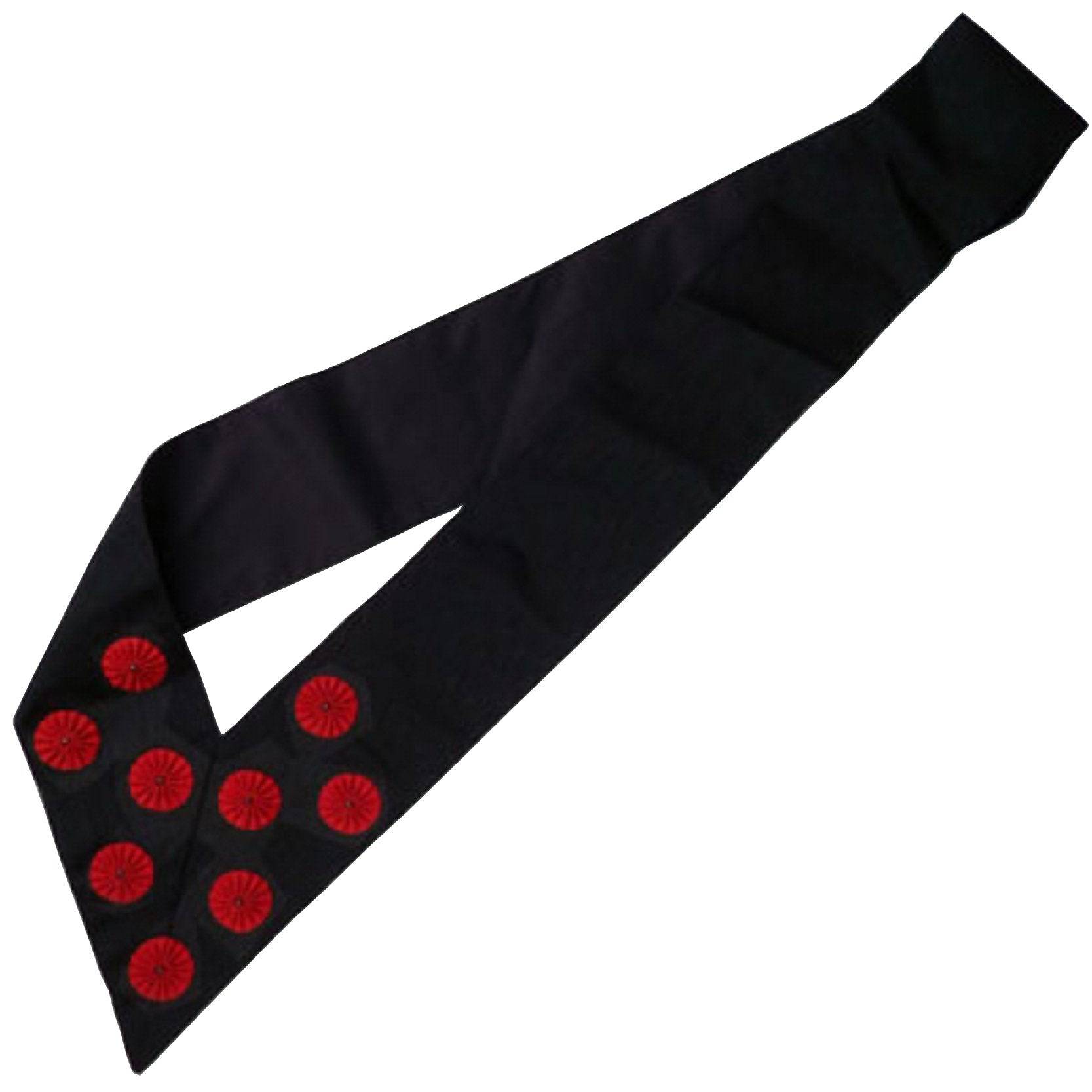 9th Degree Scottish Rite Sash - Black Moire with 9 Roses