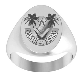 Master Mason Blue Lodge Ring - 925 Sterling Silver Oasis 41 F&M Lodge - Bricks Masons