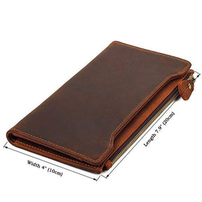 Widows Sons Wallet - Genuine Leather & Credit Card Holder Zipper Brown - Bricks Masons