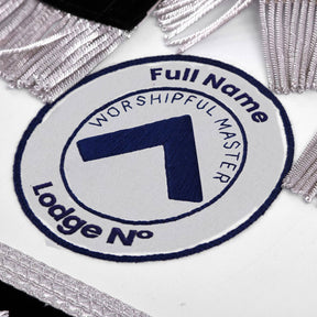 Worshipful Master Blue Lodge Apron - Blue Velvet With Silver Bullion & Fringe - Bricks Masons