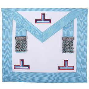 Worshipful Master Emulation Rite Apron - Turquoise Moire with Silver Triple Taus - Bricks Masons