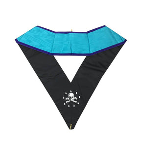 Worshipful Master Memphis Misraim Collar - Sky Blue Hand Embroidery - Bricks Masons