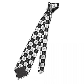 Master Mason Blue Lodge Necktie - Printed Checkered Pattern - Bricks Masons