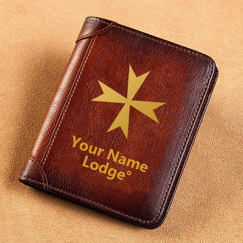 Order Of Malta Commandery Wallet - Brown Leather - Bricks Masons