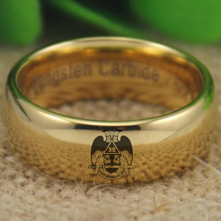 32nd Degree Scottish Rite Ring - Wings Down Gold Color - Bricks Masons