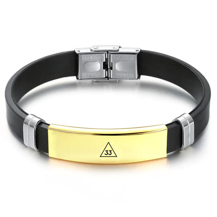 33rd Degree Scottish Rite Bracelet - Steel & Leather - Bricks Masons