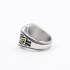 Shriners Ring - Black & Gold Titanium Steel - Bricks Masons