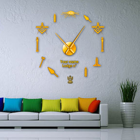 33rd Degree Scottish Rite Clock - Wings Up Frameless Design - Bricks Masons