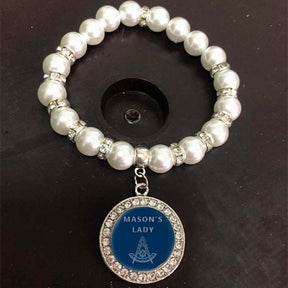 Past Master Blue Lodge  California Regulation Bracelet - Gold and White - Bricks Masons