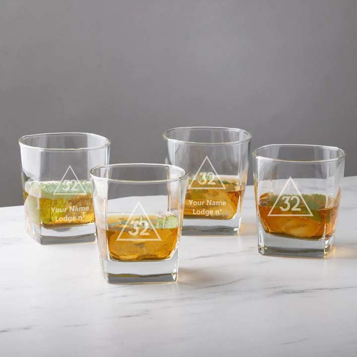 32nd Degree Scottish Rite Whiskey Glass - 1 Piece - Bricks Masons