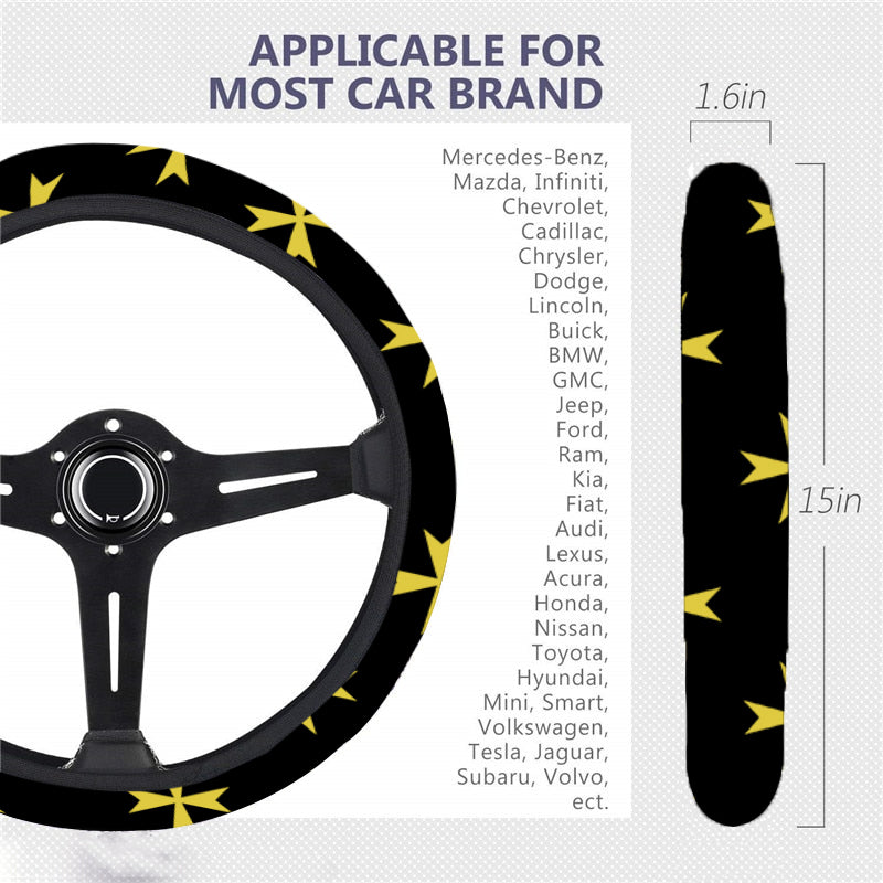 Order Of Malta Commandery Steering Wheel Cover - White & Gold - Bricks Masons