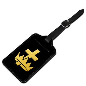 Knights Templar Commandery Luggage Tag - Black Leather - Bricks Masons