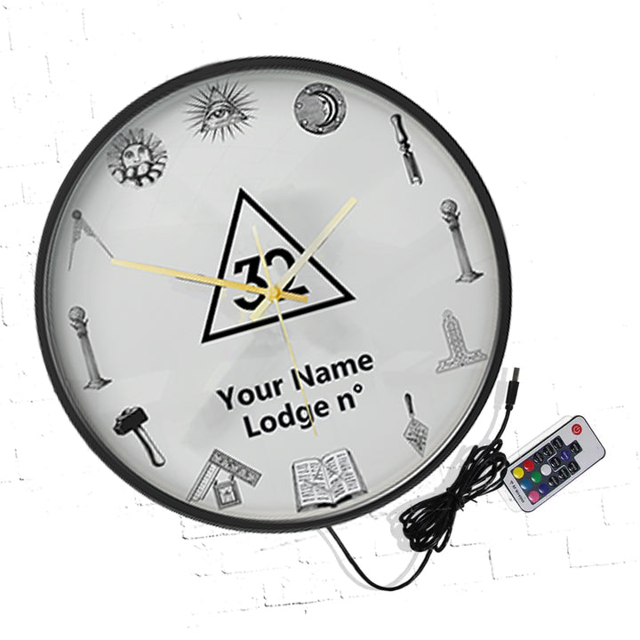 32nd Degree Scottish Rite Clock - Frame with LED - Bricks Masons