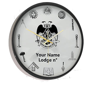 32nd Degree Scottish Rite Clock - Wings Down Frame with LED - Bricks Masons