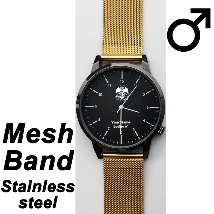 32nd Degree Scottish Rite Wristwatch - Wings Down Various Colors - Bricks Masons