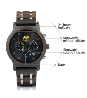 32nd Degree Scottish Rite Wristwatch - Wings Down Various Wood Colors - Bricks Masons