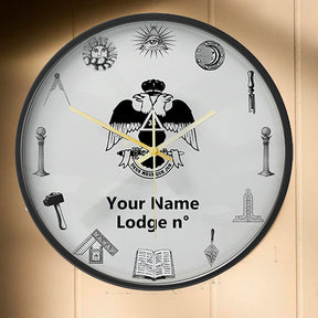 33rd Degree Scottish Rite Clock - Wings Down Frame with LED - Bricks Masons