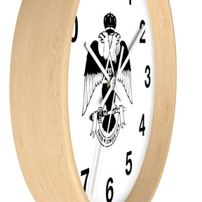 33rd Degree Scottish Rite Clock - Wings Down Wooden Frame - Bricks Masons