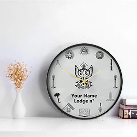 33rd Degree Scottish Rite Clock - Wings Up Frame with LED - Bricks Masons