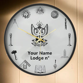 33rd Degree Scottish Rite Clock - Wings Up Frame with LED - Bricks Masons