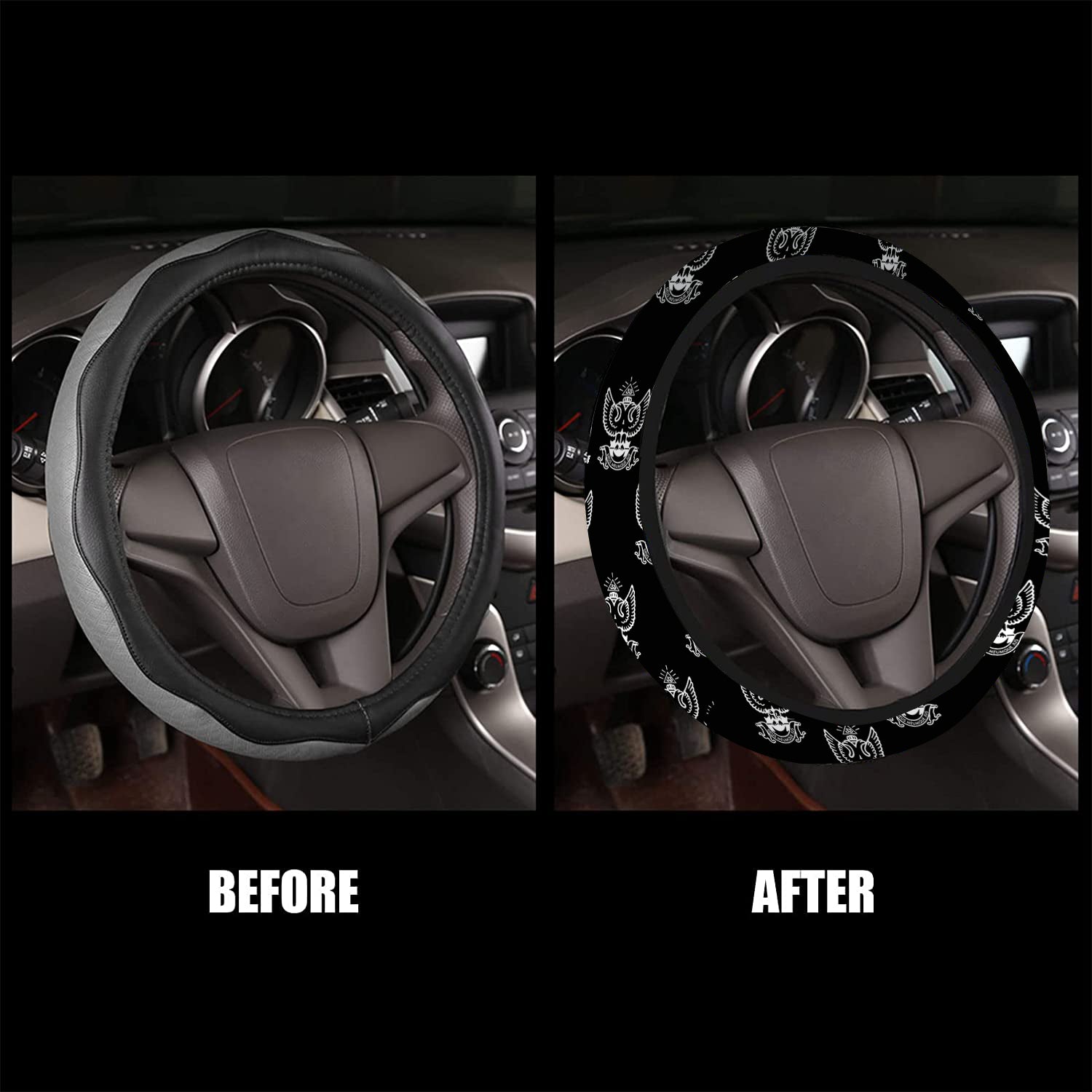 33rd Degree Scottish Rite Steering Wheel Cover - Wings Up White & Gold - Bricks Masons