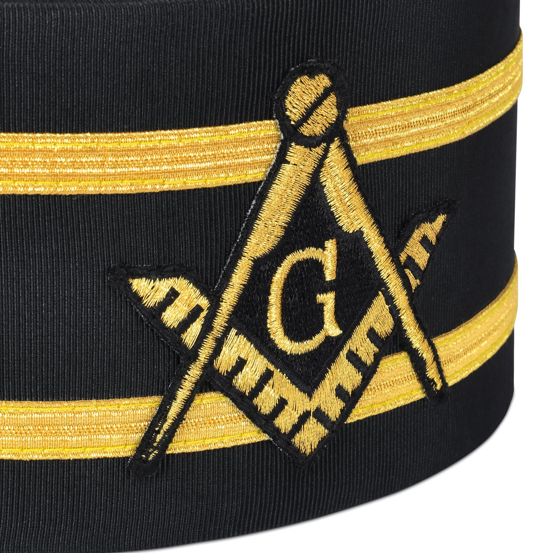 Master Mason Blue Lodge Crown Cap - Black With Double Braid - Bricks Masons