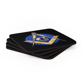 Master Mason Blue Lodge Coaster - Golden Square & Compass G - Bricks Masons