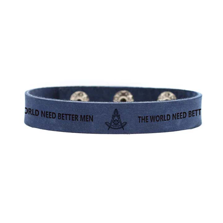 Past Master Blue Lodge California Regulation Bracelet - Various Leather Colors - Bricks Masons