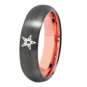 OES Ring - Gunmetal With Rose Gold Tungsten - Bricks Masons