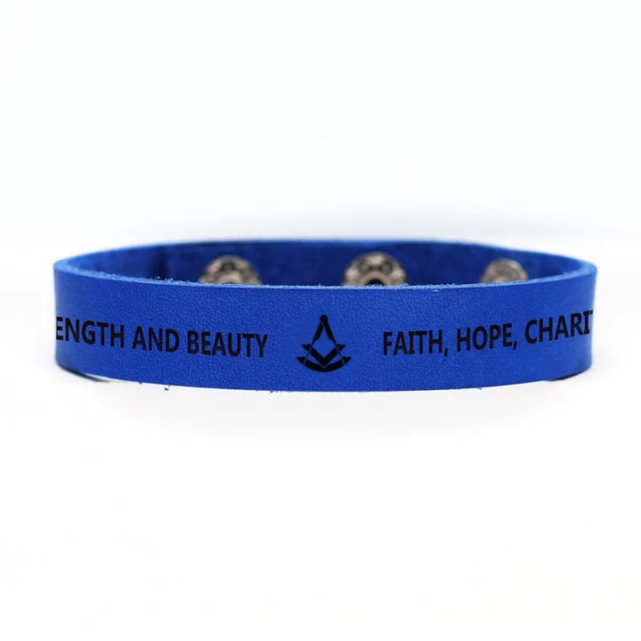 Past Master Blue Lodge Bracelet - Various Leather Colors - Bricks Masons