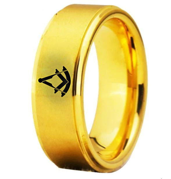 Past Master Blue Lodge Ring - Gold Tungsten - Bricks Masons