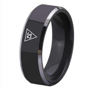 32nd Degree Scottish Rite Ring - Black Tungsten Carbide - Bricks Masons