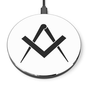 Master Mason Blue Lodge Wireless Charger - White Square & Compass - Bricks Masons