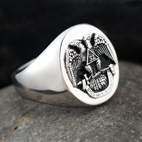 32nd Degree Scottish Rite Ring - Double headed Eagle Silver - Bricks Masons