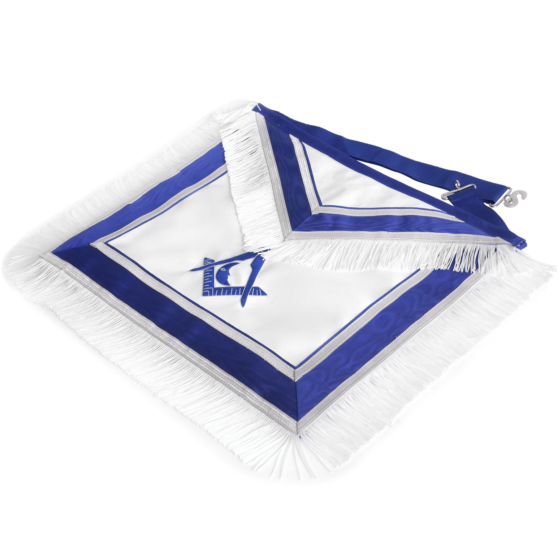 Junior Deacon Blue Lodge Officer Apron - Royal Blue With White Fringe - Bricks Masons